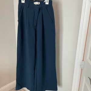New Abercrombie & Fitch Navy Wide-Leg Trousers